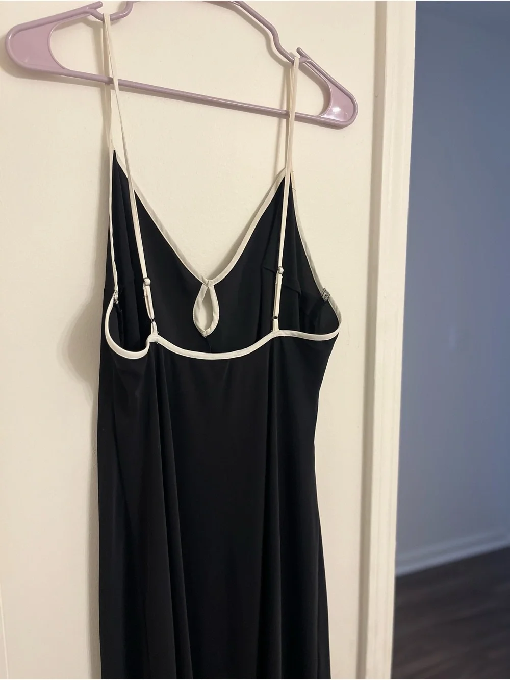 Abercrombie & Fitch Black Slip Maxi Dress with Cream Trim
